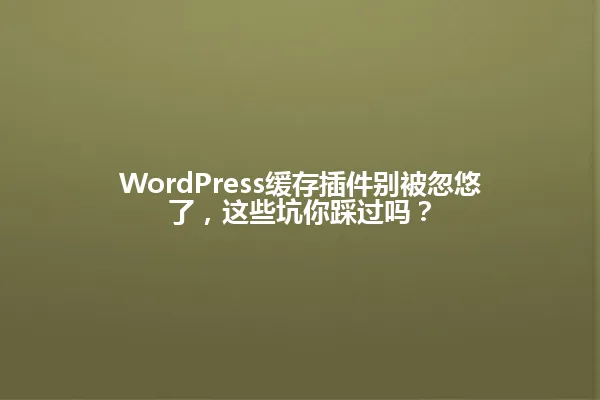 WordPress缓存插件别被忽悠了,这些坑你踩过吗? 一