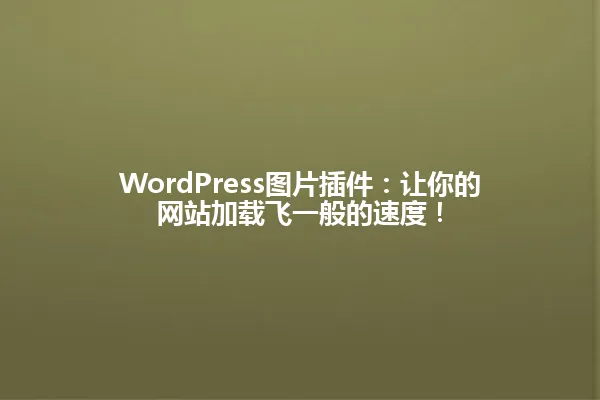 WordPress图片插件：让你的网站加载飞一般的速度！ 一