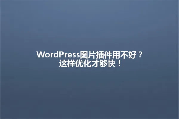 WordPress图片插件用不好?这样优化才够快! 一