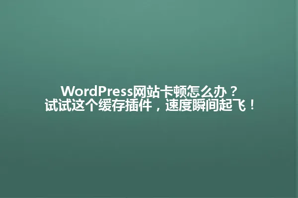 WordPress网站卡顿怎么办?试试这个缓存插件,速度瞬间起飞! 一