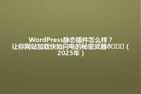 WordPress静态插件怎么样?让你网站加载快如闪电的秘密武器🚀(2025年) 一