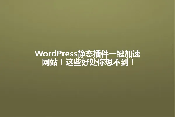 WordPress静态插件一键加速网站！这些好处你想不到！ 一