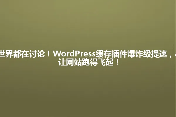 2025年,全世界都在讨论!WordPress缓存插件爆炸级提速,小白也能轻松让网站跑得飞起! 一