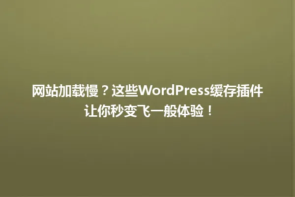 网站加载慢？这些WordPress缓存插件让你秒变飞一般体验！ 一