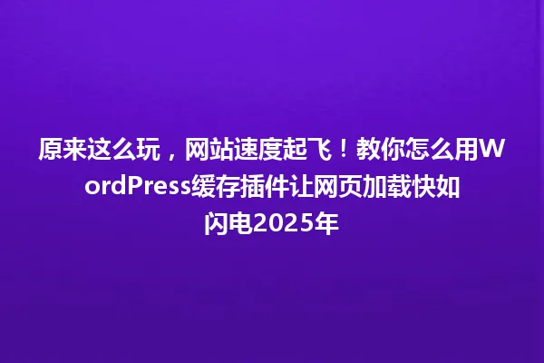 原来这么玩,网站速度起飞!教你怎么用WordPress缓存插件让网页加载快如闪电2025年 一