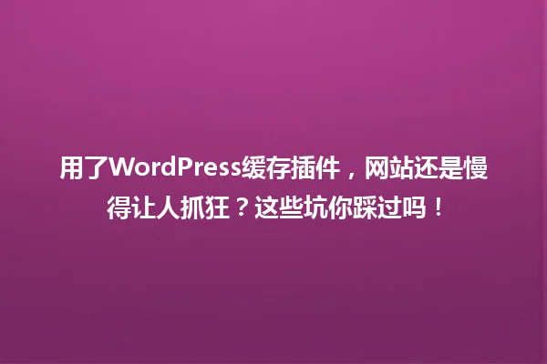 用了WordPress缓存插件,网站还是慢得让人抓狂?这些坑你踩过吗! 一