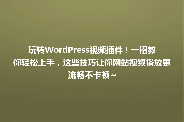 玩转WordPress视频插件!一招教你轻松上手,这些技巧让你网站视频播放更流畅不卡顿~ 一