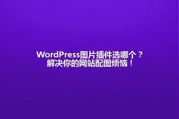 WordPress图片插件选哪个?解决你的网站配图烦恼! 一