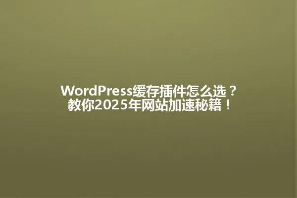 WordPress缓存插件怎么选?教你2025年网站加速秘籍! 一