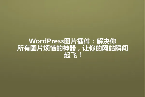 WordPress图片插件:解决你所有图片烦恼的神器,让你的网站瞬间起飞! 一