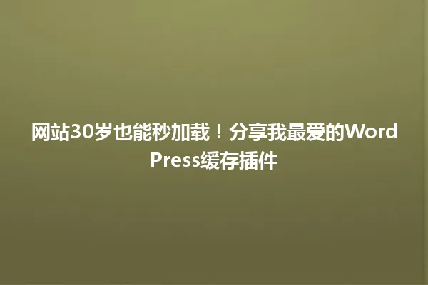 网站30岁也能秒加载！分享我最爱的WordPress缓存插件 一