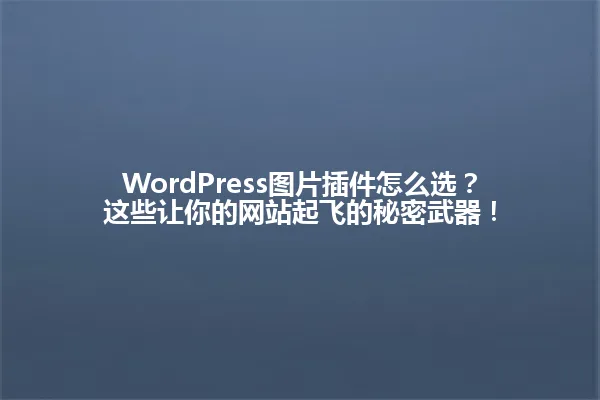 WordPress图片插件怎么选?这些让你的网站起飞的秘密武器! 一