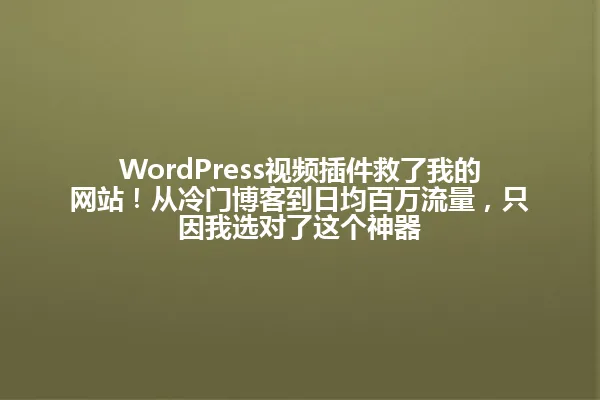 WordPress视频插件救了我的网站!从冷门博客到日均百万流量,只因我选对了这个神器 一