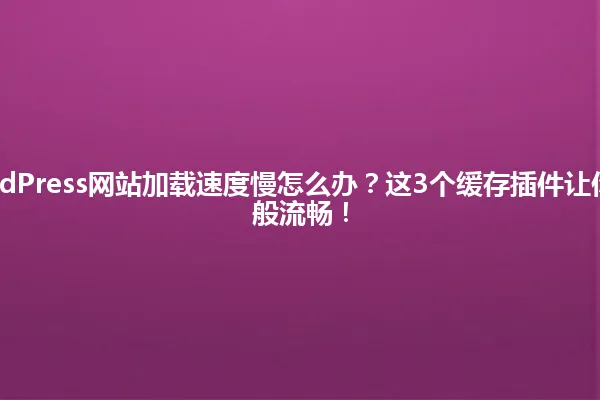 2025年WordPress网站加载速度慢怎么办?这3个缓存插件让你的网站飞一般流畅! 一