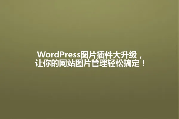 WordPress图片插件大升级,让你的网站图片管理轻松搞定! 一