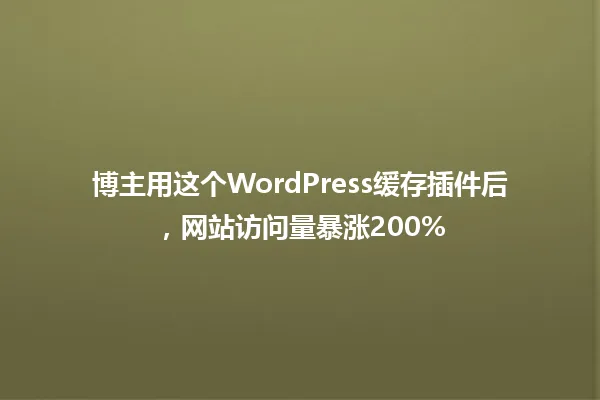 博主用这个WordPress缓存插件后,网站访问量暴涨200% 一