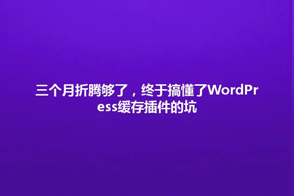 三个月折腾够了，终于搞懂了WordPress缓存插件的坑 一