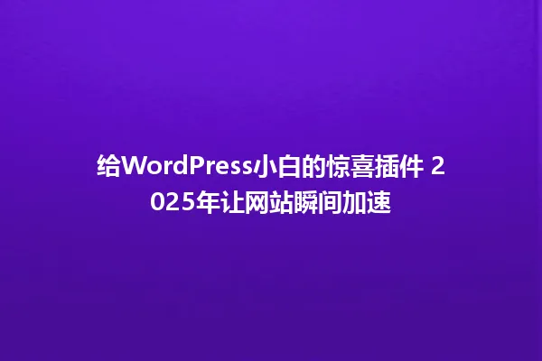给WordPress小白的惊喜插件 2025年让网站瞬间加速 一
