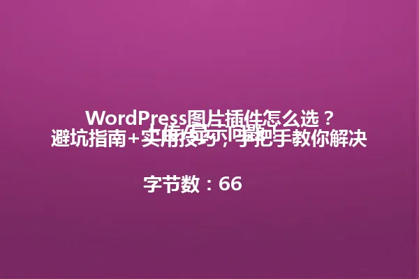 WordPress图片插件怎么选?避坑指南+实用技巧,手把手教你解决上传/显示问题!
字节数:66 一