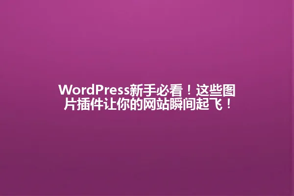 WordPress新手必看!这些图片插件让你的网站瞬间起飞! 一