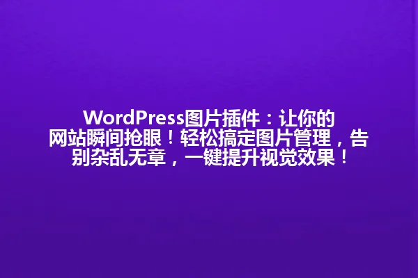 WordPress图片插件:让你的网站瞬间抢眼!轻松搞定图片管理,告别杂乱无章,一键提升视觉效果! 一