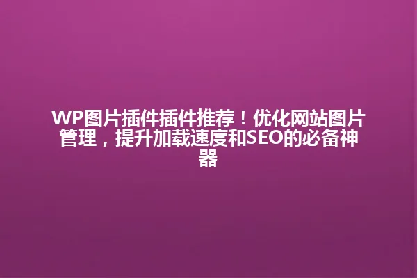 WP图片插件插件推荐！优化网站图片管理，提升加载速度和SEO的必备神器 一