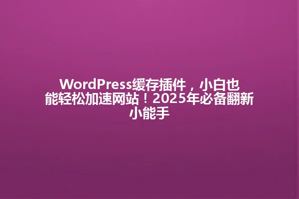 WordPress缓存插件,小白也能轻松加速网站!2025年必备翻新小能手 一