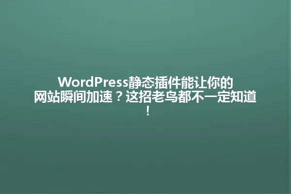 WordPress静态插件能让你的网站瞬间加速?这招老鸟都不一定知道! 一