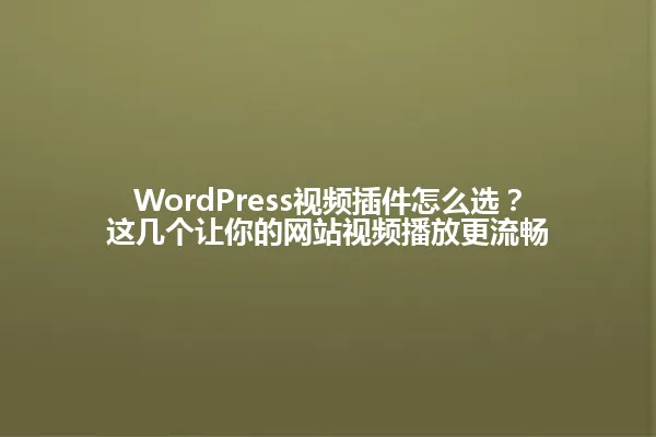 WordPress视频插件怎么选?这几个让你的网站视频播放更流畅 一