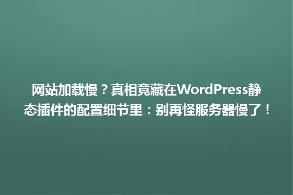 网站加载慢?真相竟藏在WordPress静态插件的配置细节里:别再怪服务器慢了! 一
