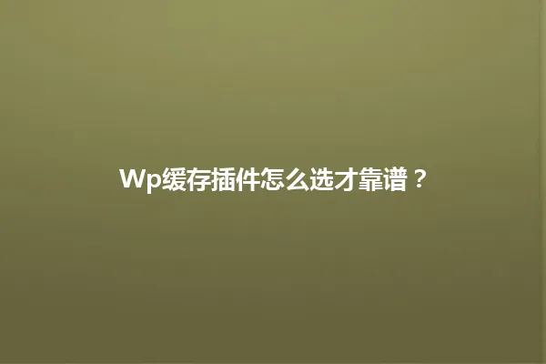 Wp缓存插件怎么选才靠谱? 一