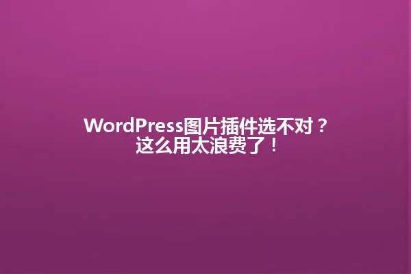 WordPress图片插件选不对?这么用太浪费了! 一