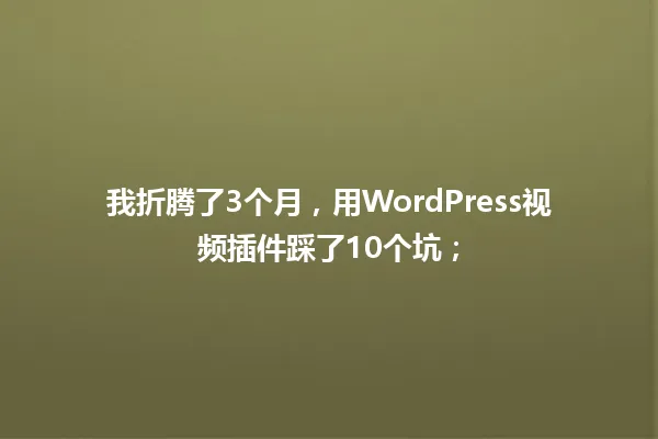 我折腾了3个月,用WordPress视频插件踩了10个坑; 一