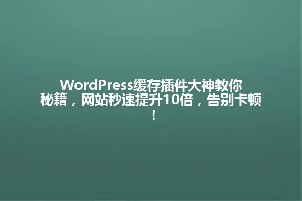 WordPress缓存插件大神教你秘籍,网站秒速提升10倍,告别卡顿! 一