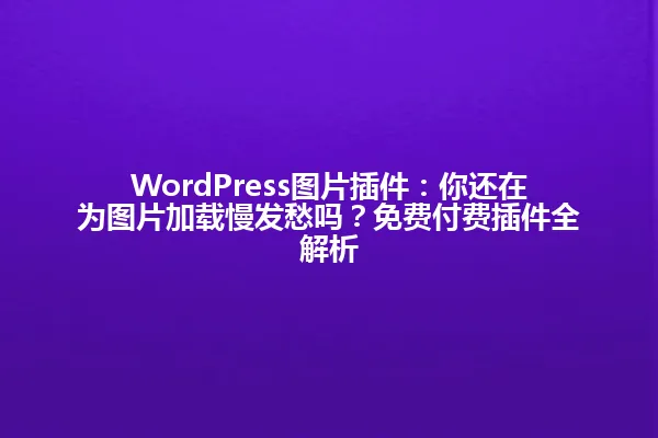 WordPress图片插件:你还在为图片加载慢发愁吗?免费付费插件全解析 一