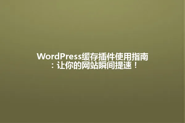 WordPress缓存插件使用指南:让你的网站瞬间提速! 一