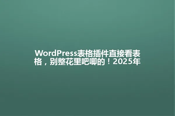 WordPress表格插件直接看表格,别整花里吧唧的!2025年 一