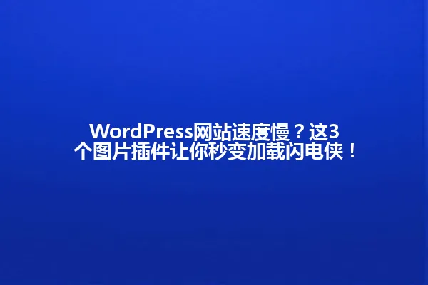 WordPress网站速度慢?这3个图片插件让你秒变加载闪电侠! 一