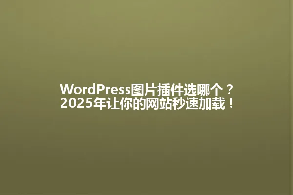 WordPress图片插件选哪个?2025年让你的网站秒速加载! 一