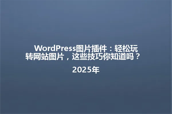WordPress图片插件:轻松玩转网站图片,这些技巧你知道吗?
2025年 一