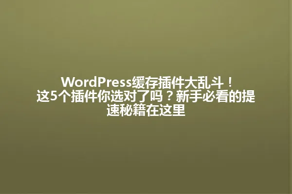 WordPress缓存插件大乱斗！这5个插件你选对了吗？新手必看的提速秘籍在这里 一