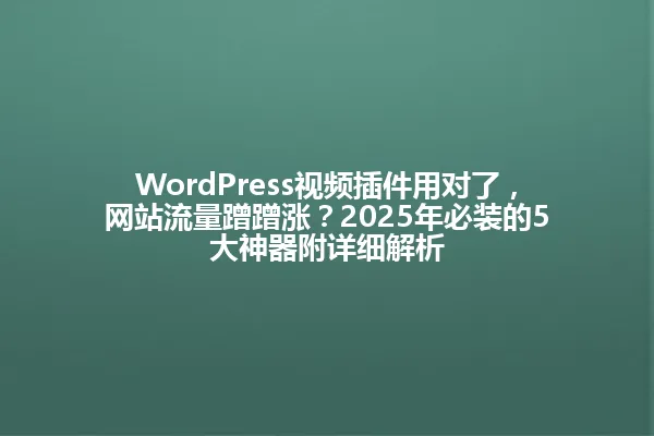 WordPress视频插件用对了,网站流量蹭蹭涨?2025年必装的5大神器附详细解析 一