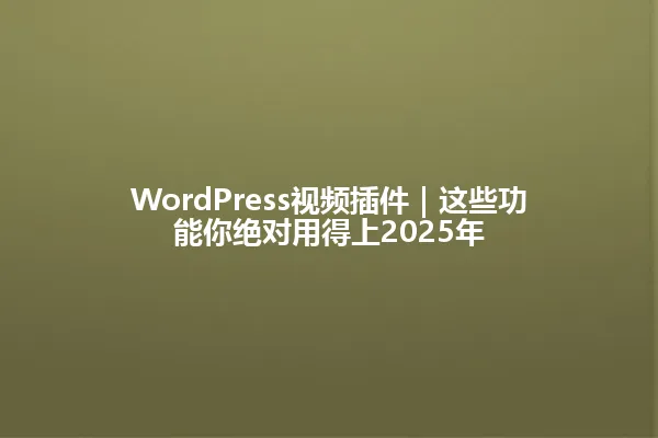 WordPress视频插件|这些功能你绝对用得上2025年 一