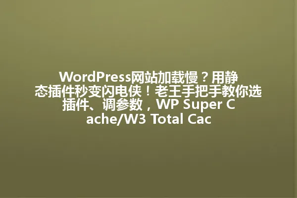 WordPress网站加载慢?用静态插件秒变闪电侠!老王手把手教你选插件、调参数,WP Super Cache/W3 Total Cache等神器配置全攻略,网站速度暴涨不是梦! 一