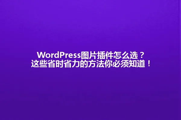 WordPress图片插件怎么选?这些省时省力的方法你必须知道! 一