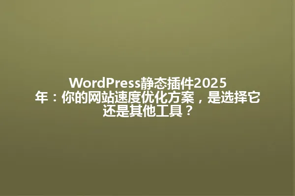 WordPress静态插件2025年:你的网站速度优化方案,是选择它还是其他工具? 一
