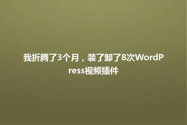 我折腾了3个月,装了卸了8次WordPress视频插件 一