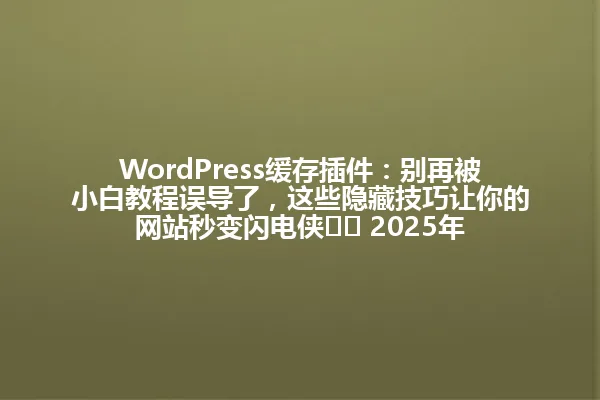 WordPress缓存插件:别再被小白教程误导了,这些隐藏技巧让你的网站秒变闪电侠⚡️ 2025年 一