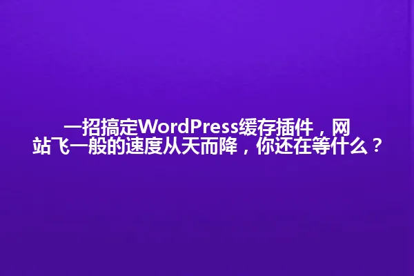 一招搞定WordPress缓存插件,网站飞一般的速度从天而降,你还在等什么? 一