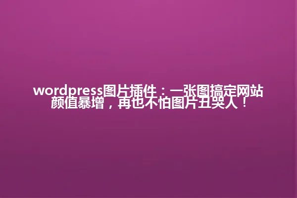 wordpress图片插件:一张图搞定网站颜值暴增,再也不怕图片丑哭人! 一